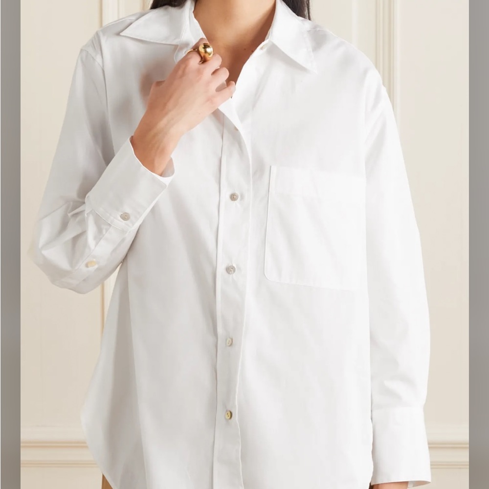 Vince White Cotton- Poplin Button Down Shirt